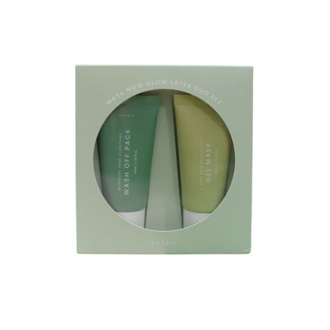 AXIS-Y Mask Now Glow Later Duo Set with Mugwort Pore Clarifying Wash Off Pack and New Skin Resolution Gel Mask